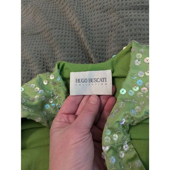 Vintage Hugo Buscati Women's Size 8 Green Sequin Swinger Mini Dress USA - Picture 7 of 9
